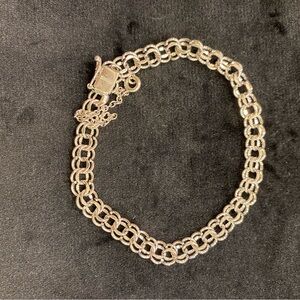 Elegant Sterling Silver Chain Charm Bracelet - 7.5 inches in length
